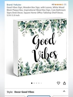 Good Vibes Decorative Wood Box Sign - Green Eucalyptus